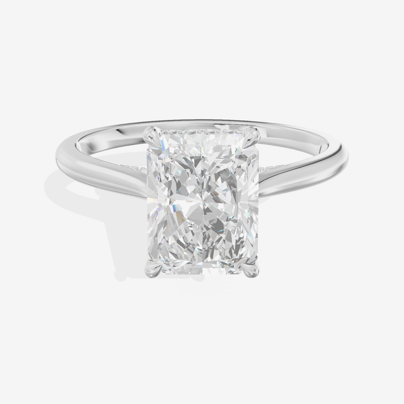 Lustrous Linger Radiant Engagement Ring with Side Stones (1/10 ct. tw.) in 14K White Gold