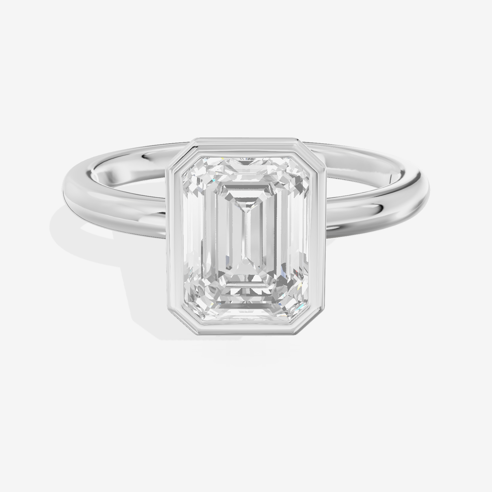 Tensare Bezel 2mm Emerald Solitaire Engagement Ring in 14K White Gold