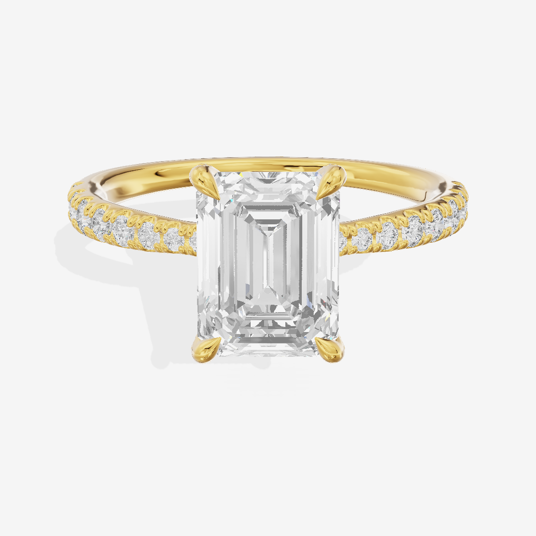 Lumera Emerald Engagement Ring with Side Stones (1/3 ct. tw.) in 14K Yellow Gold