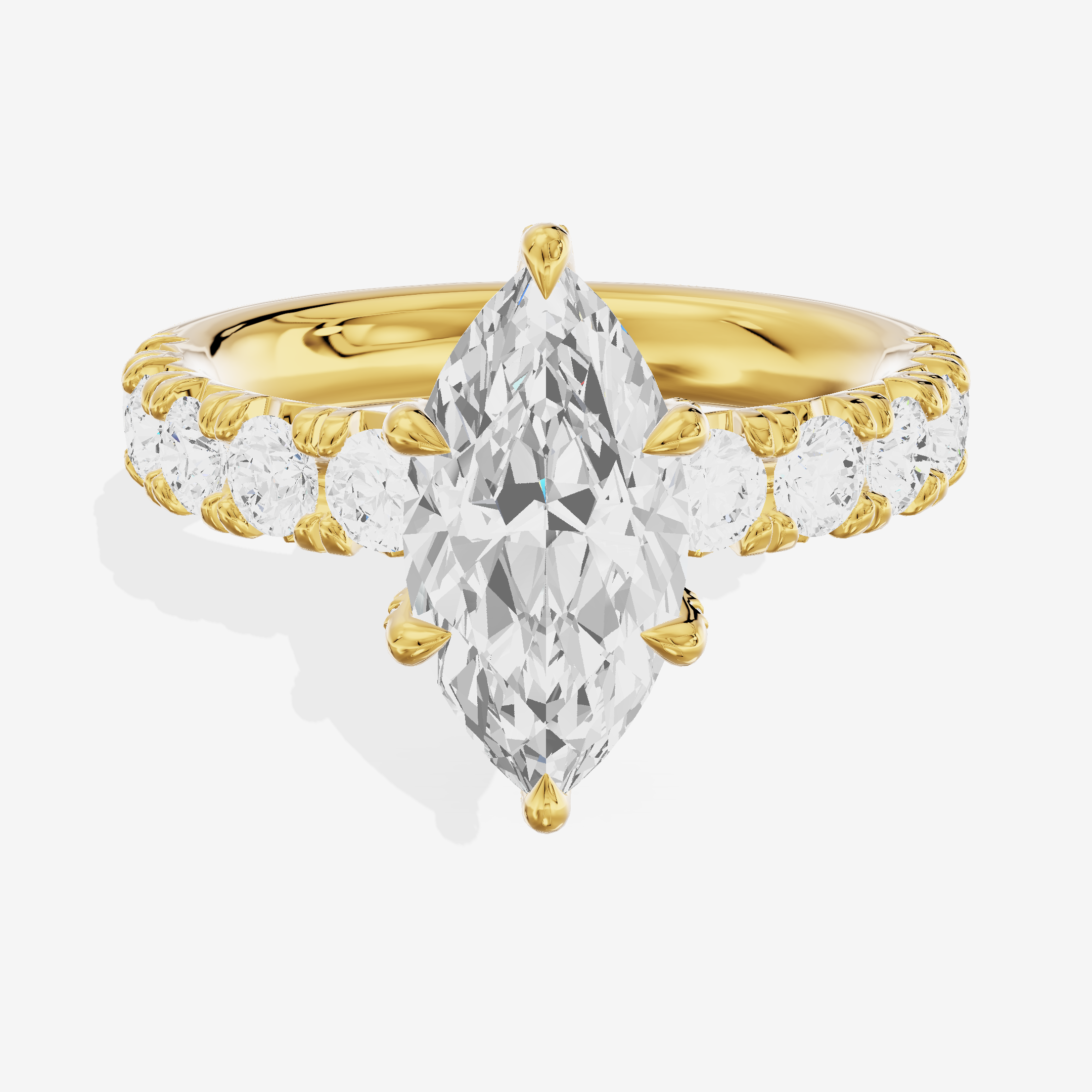 Lustrous Aurea Marquise Engagement Ring with Side Stones (3/4 ct. tw.) in 14K Yellow Gold