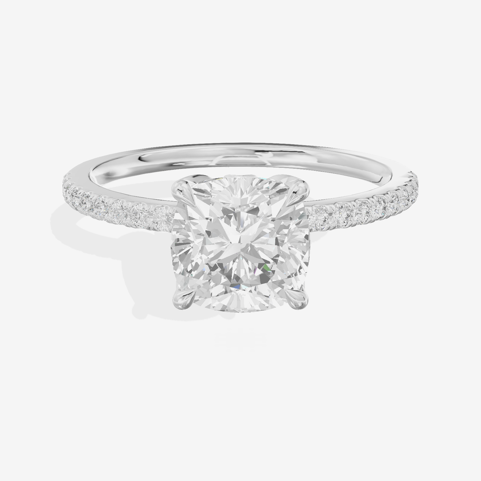 Twined Selenia Cushion Engagement Ring with Side Stones (1/10 ct. tw.) in 14K White Gold