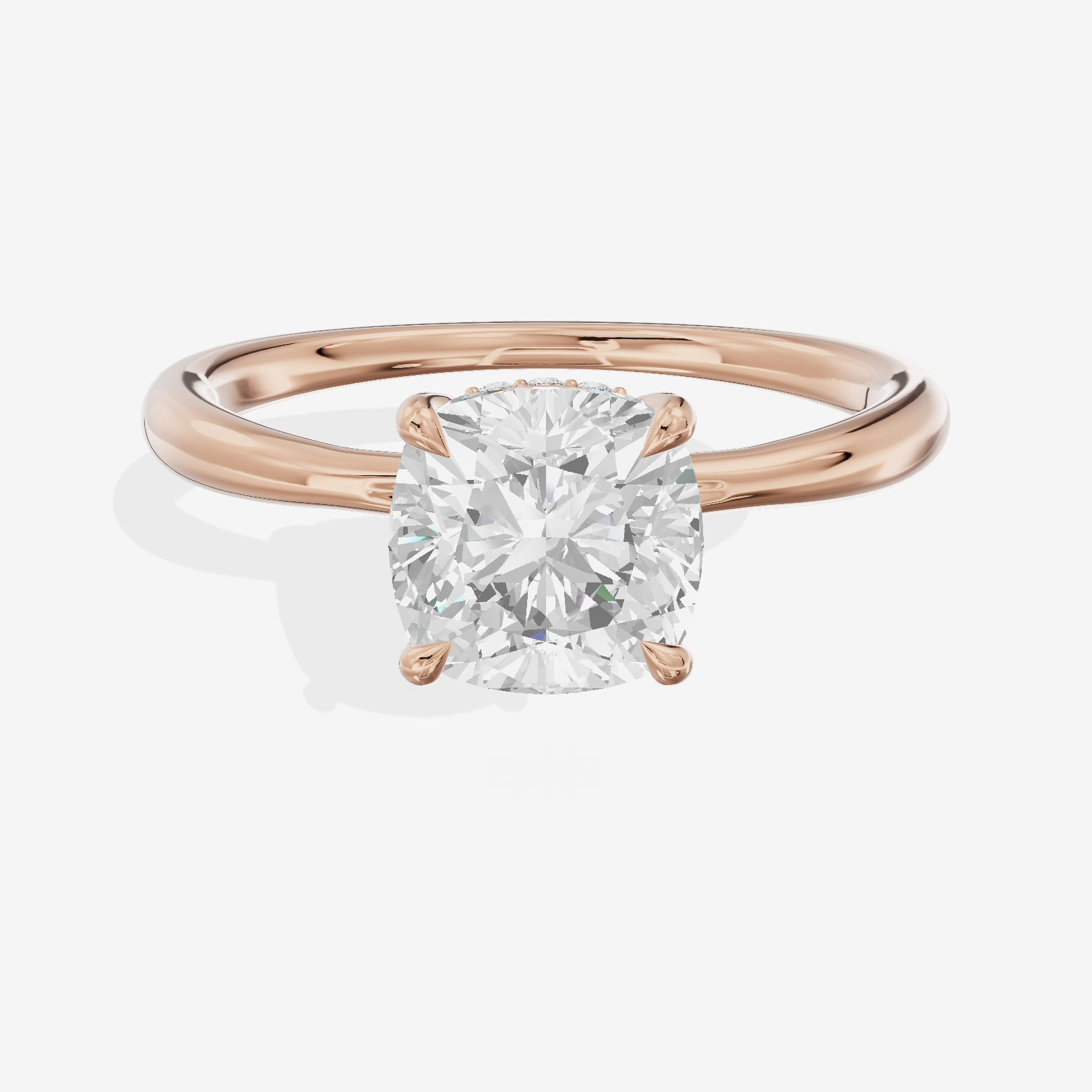 Adorae Cushion Hidden Halo Engagement Ring (1/20 ct. tw.) in 18K Rose Gold