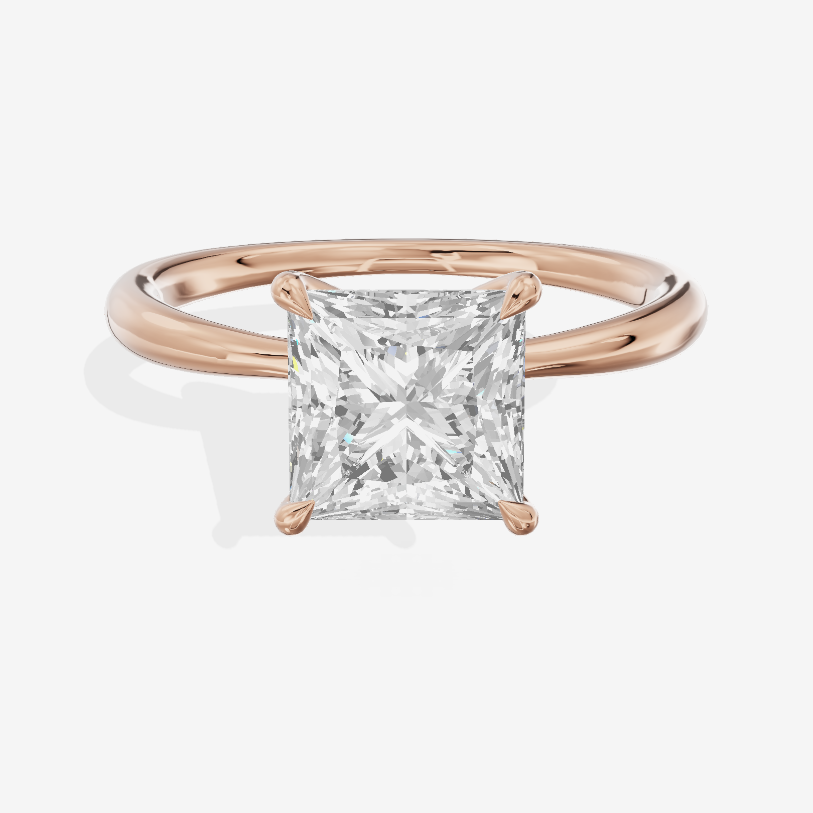 Whispered Aimora Princess Solitaire Engagement Ring in 18K Rose Gold