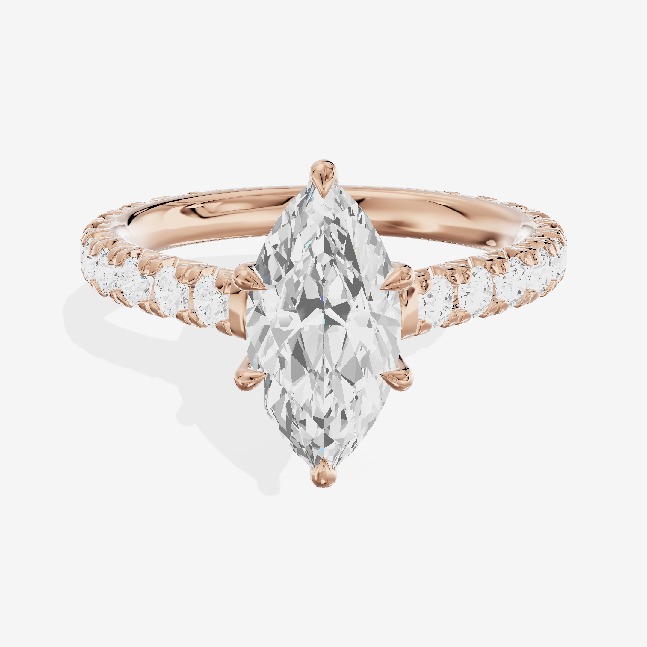 Tender Trueheart Marquise Engagement Ring with Side Stones (1/2 ct. tw.) in 18K Rose Gold