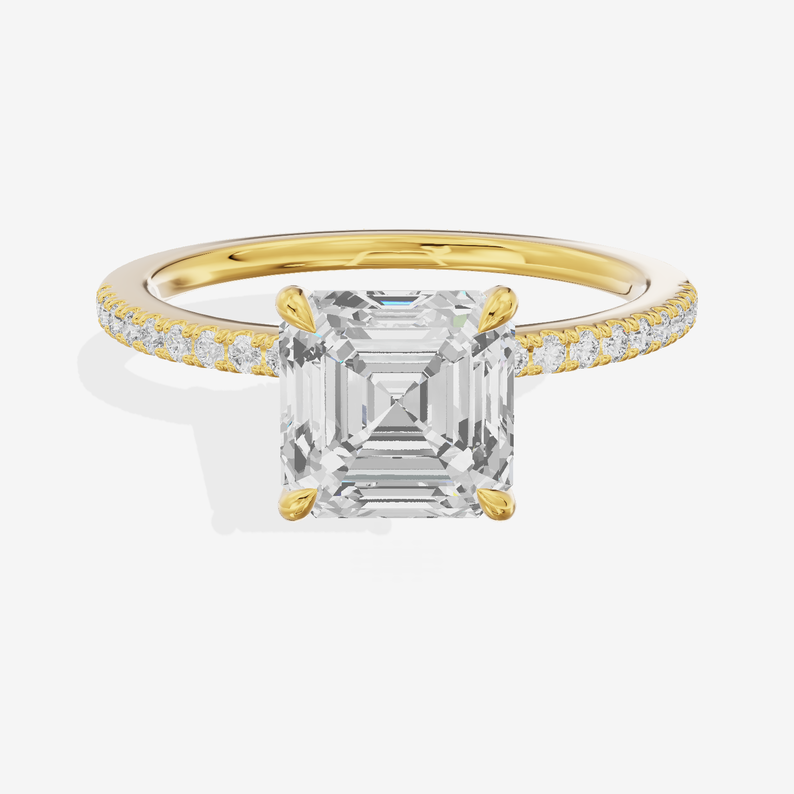 Grand Mirelle Asscher Hidden Halo Engagement Ring (1/5 ct. tw.) in 14K Yellow Gold