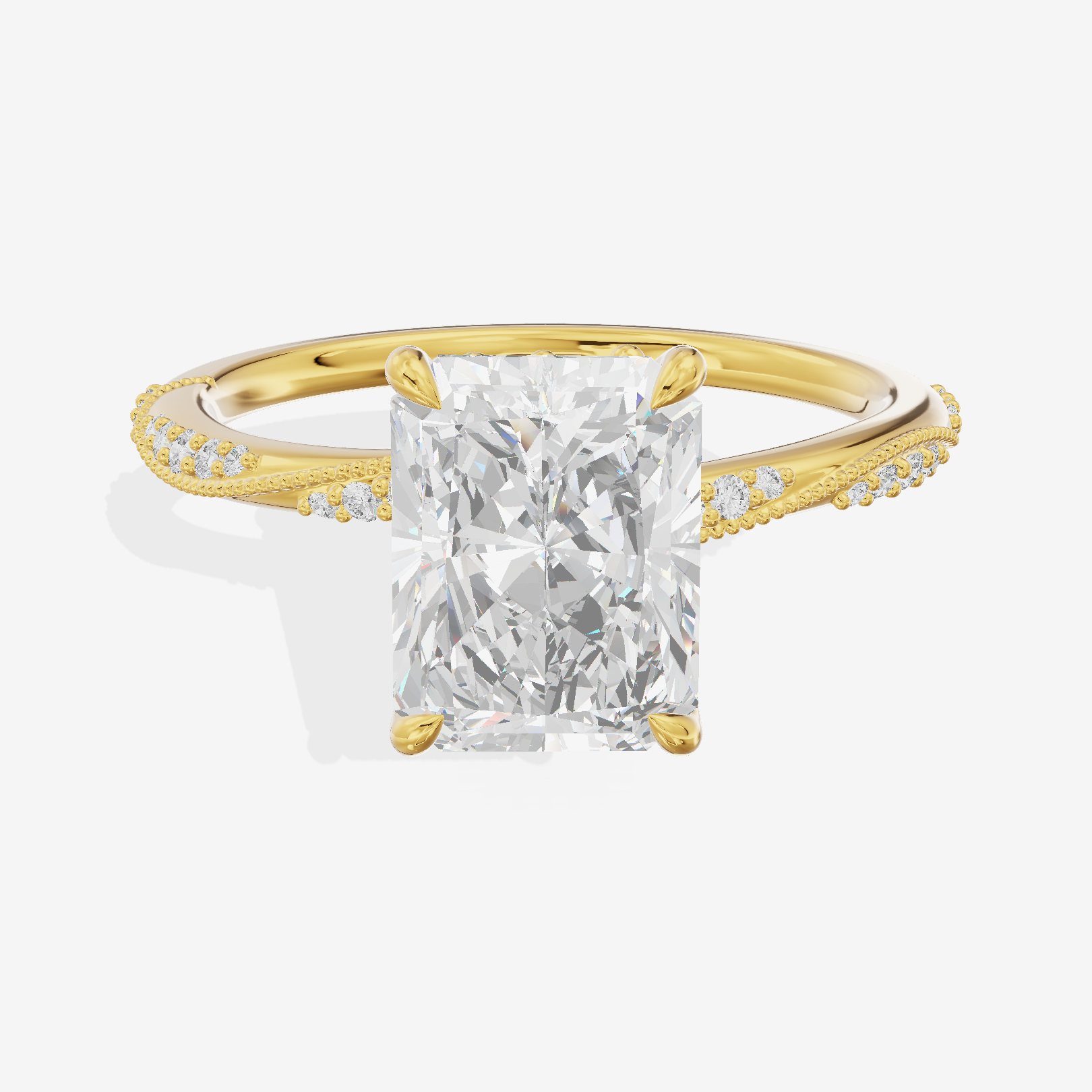 Vintage Halcyon Radiant Engagement Ring with Side Stones (1/8 ct. tw.) in 14K Yellow Gold