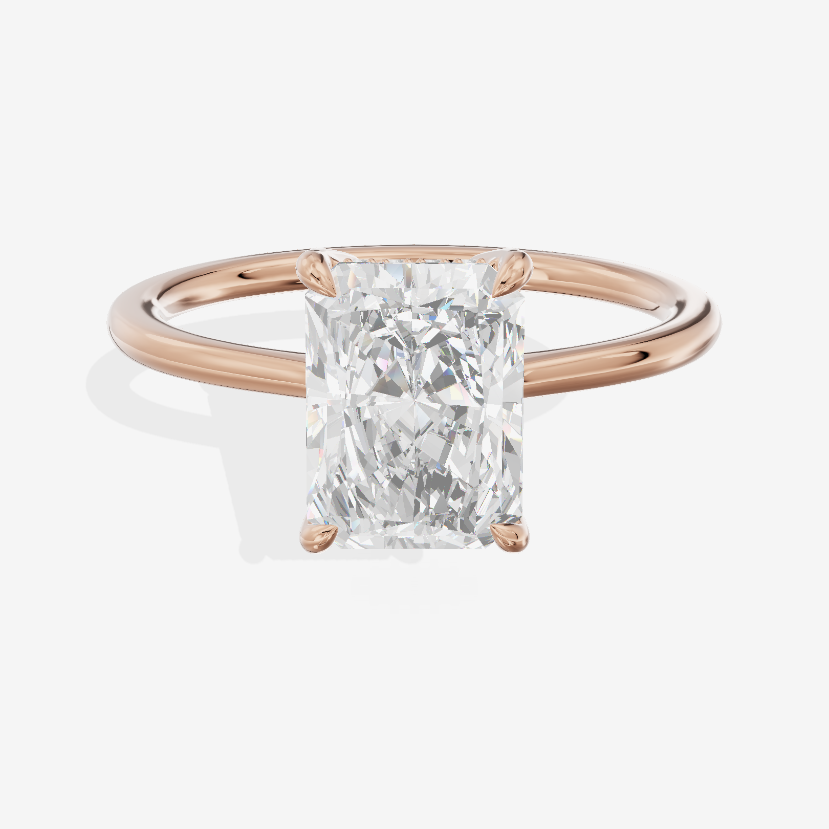 Promezza Hidden Halo Radiant Engagement Ring (1/20 ct. tw.) in 14K Rose Gold