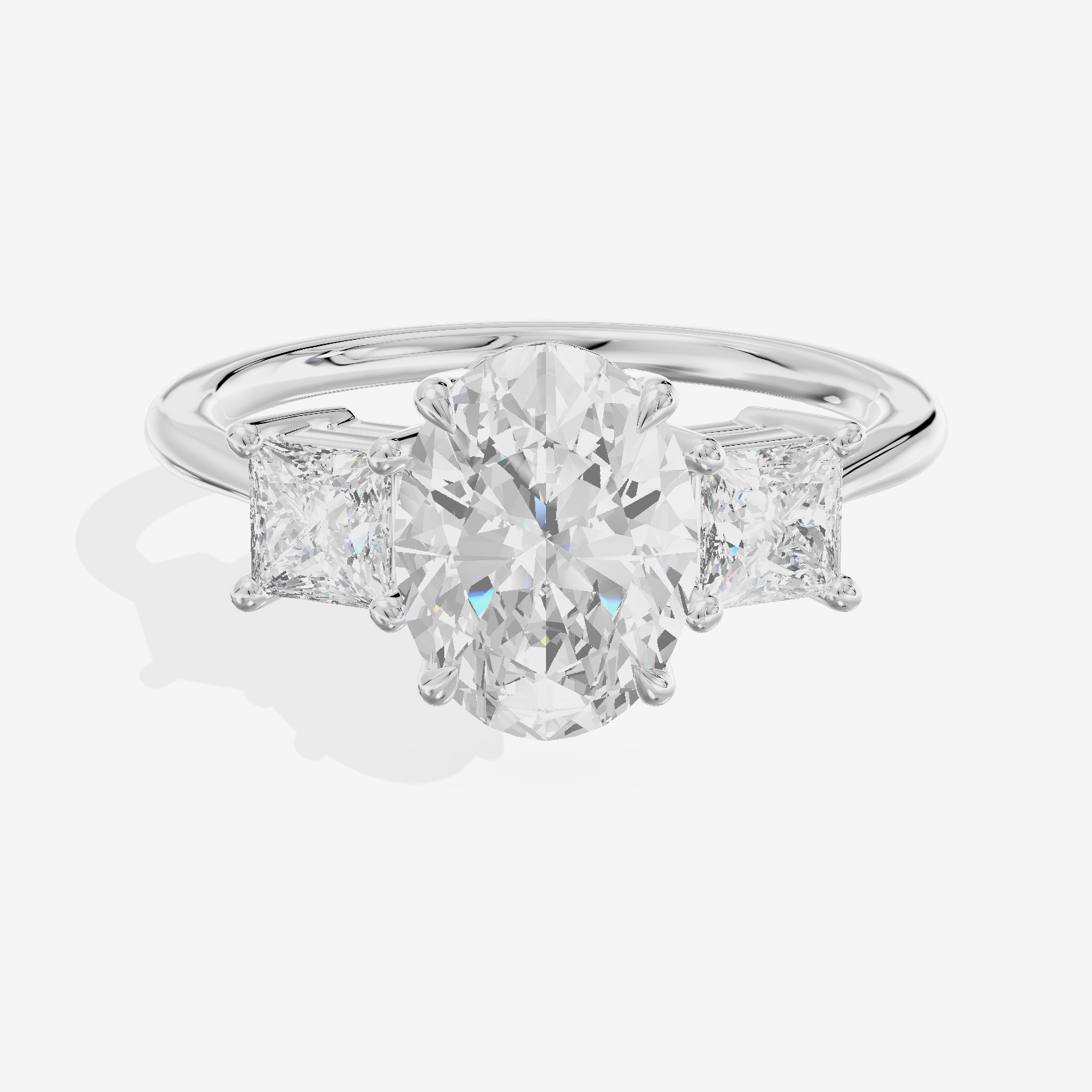 Royal Coeurine Three Stone Oval Engagement Ring (1/2 ct. tw.) in Platinum