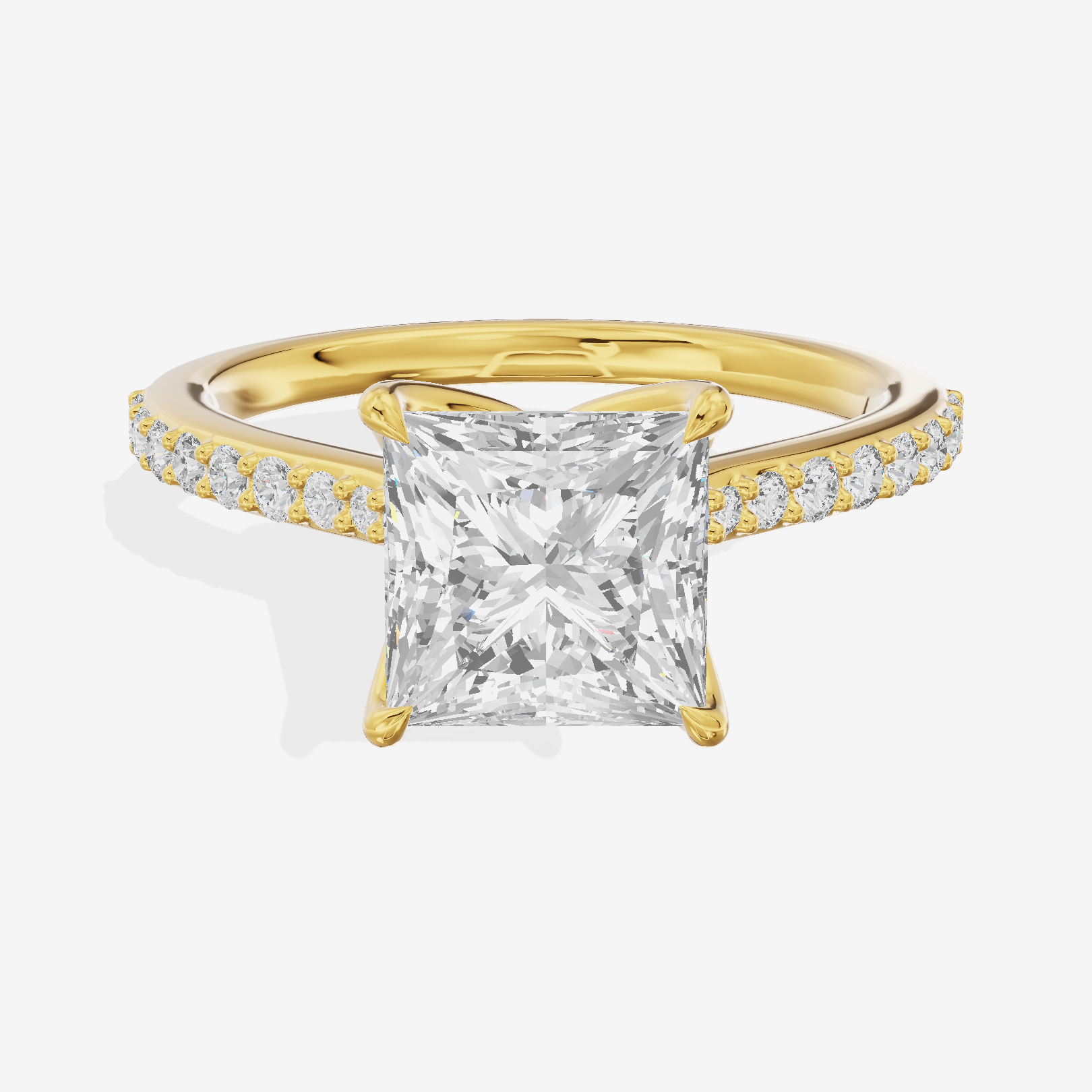Modern Maia Princess Engagement Ring with Side Stones (1/5 ct. tw.) in 14K Yellow Gold