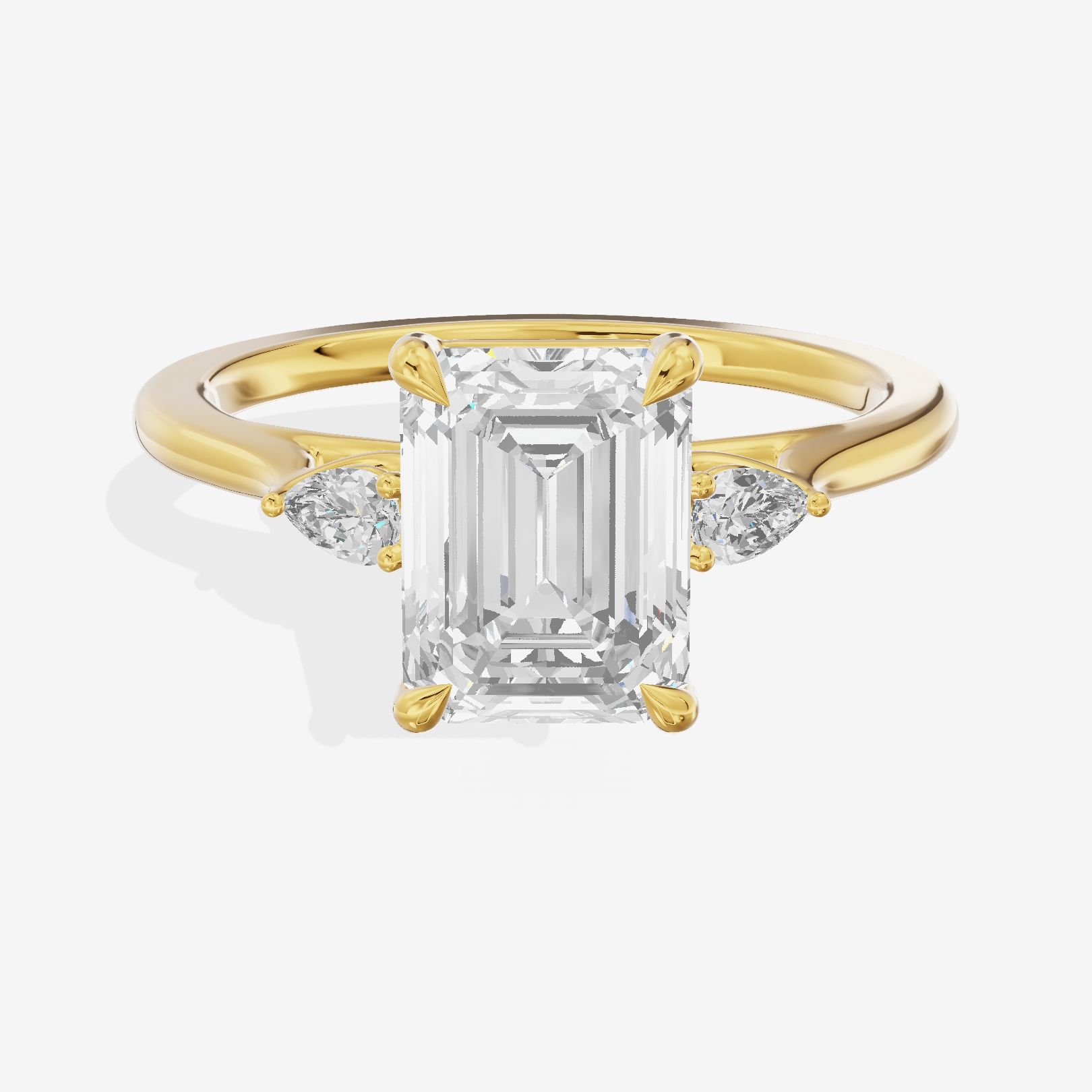 Royal Sincere Three Stone Emerald Engagement Ring (2/3 ct. tw.) in 18K Yellow Gold