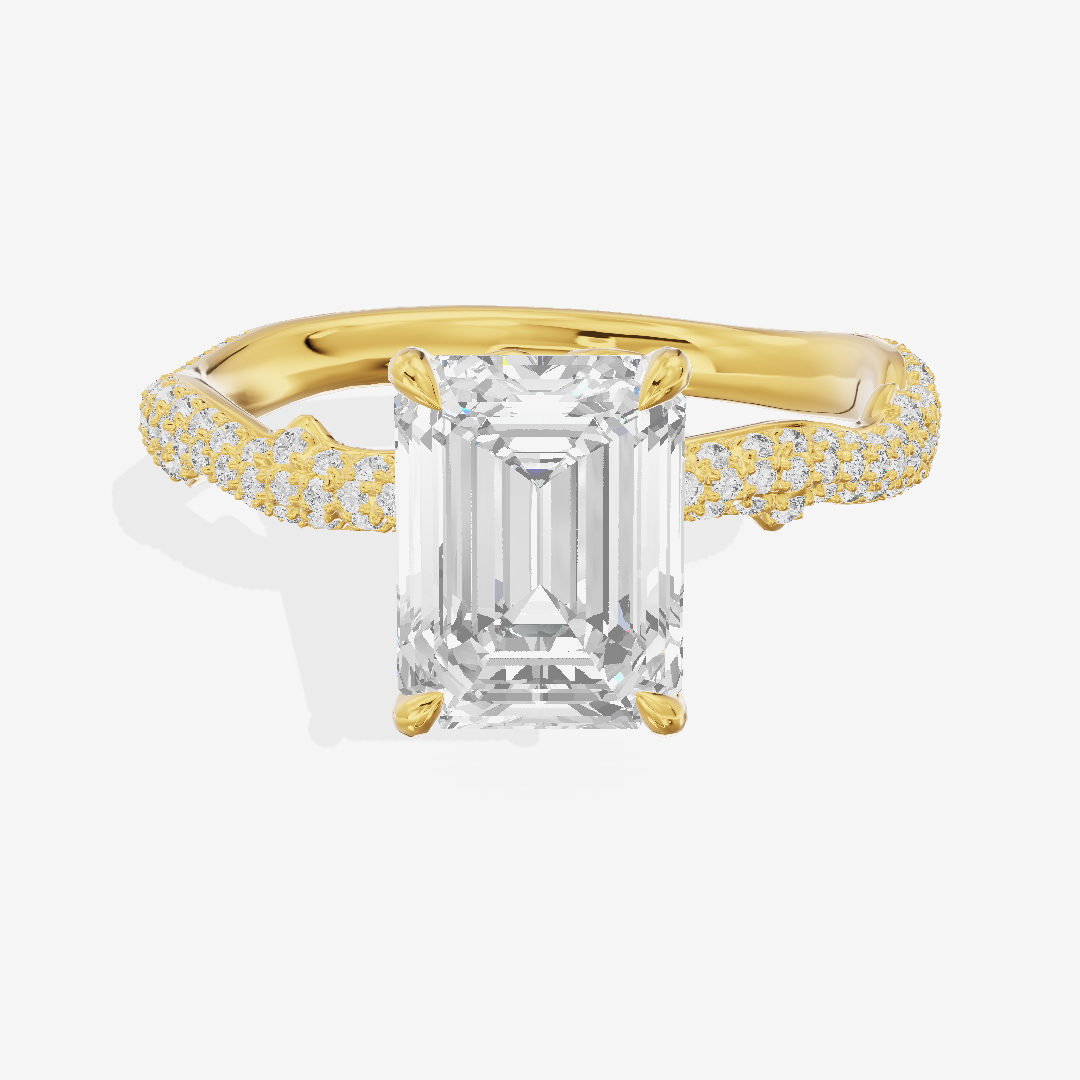 Twine Vine Vine Emerald Engagement Ring with Side Stones (3/5 ct. tw.) in 14K Yellow Gold