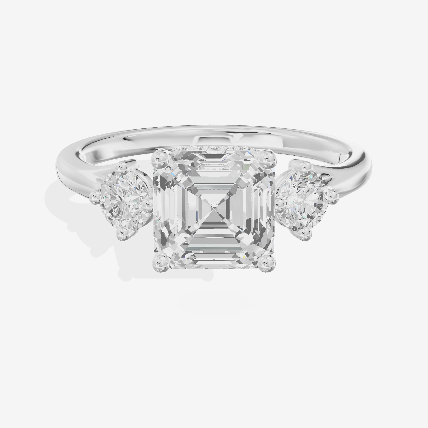 Luxe Solea Three Stone Asscher Engagement Ring (1/3 ct. tw.) in 18K White Gold