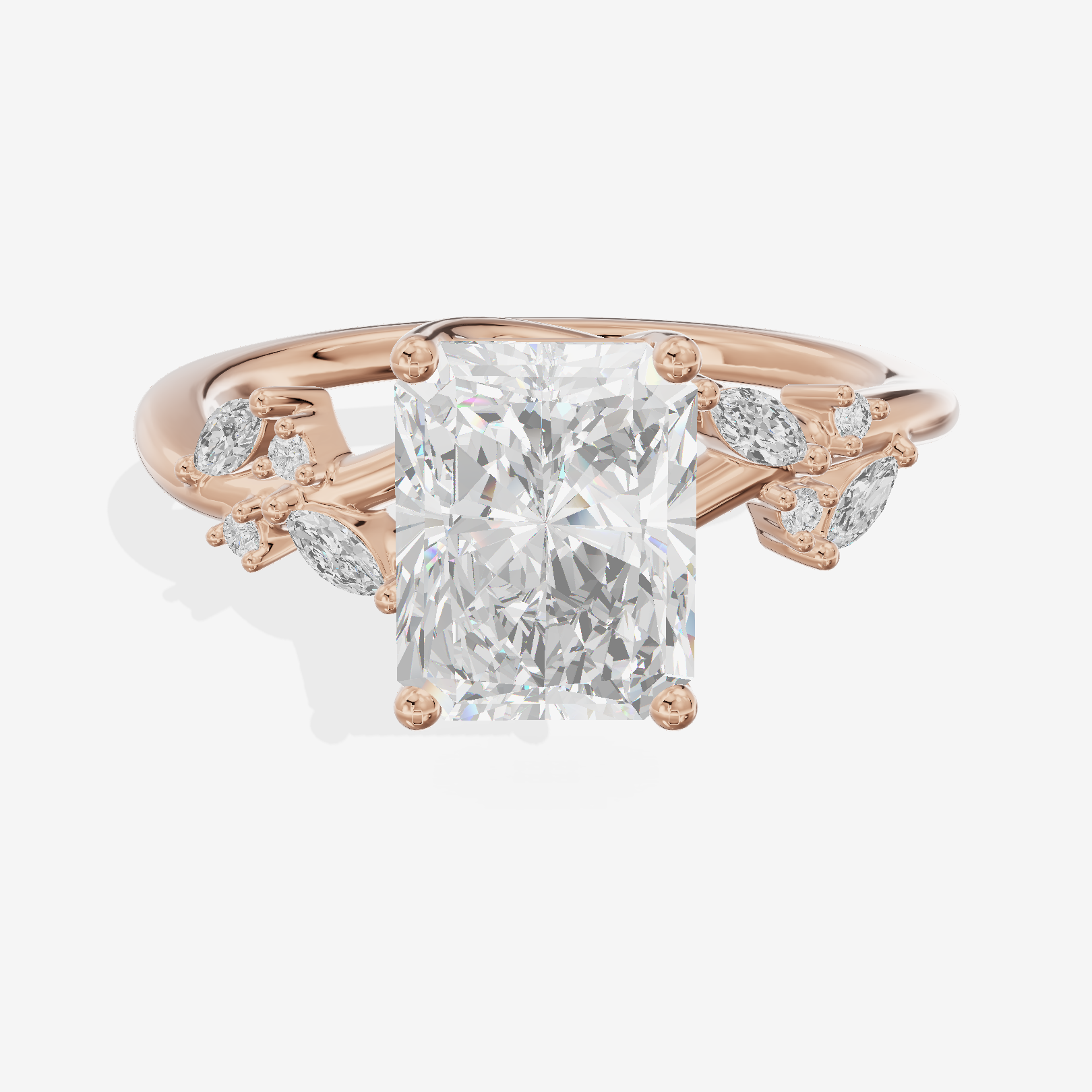Vintage Trueheart Radiant Engagement Ring (1/6 ct. tw.) in 18K Rose Gold