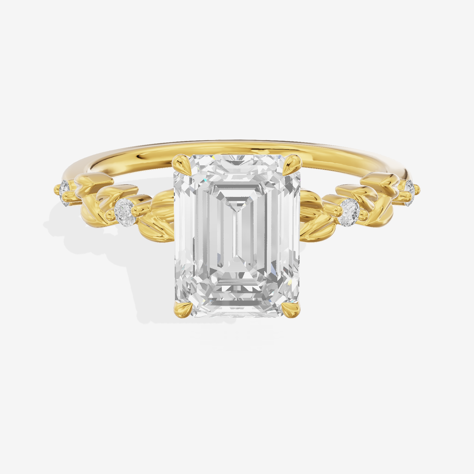 Modern Cherubine Emerald Engagement Ring with Side Stones (1/4 ct. tw.) in 18K Yellow Gold