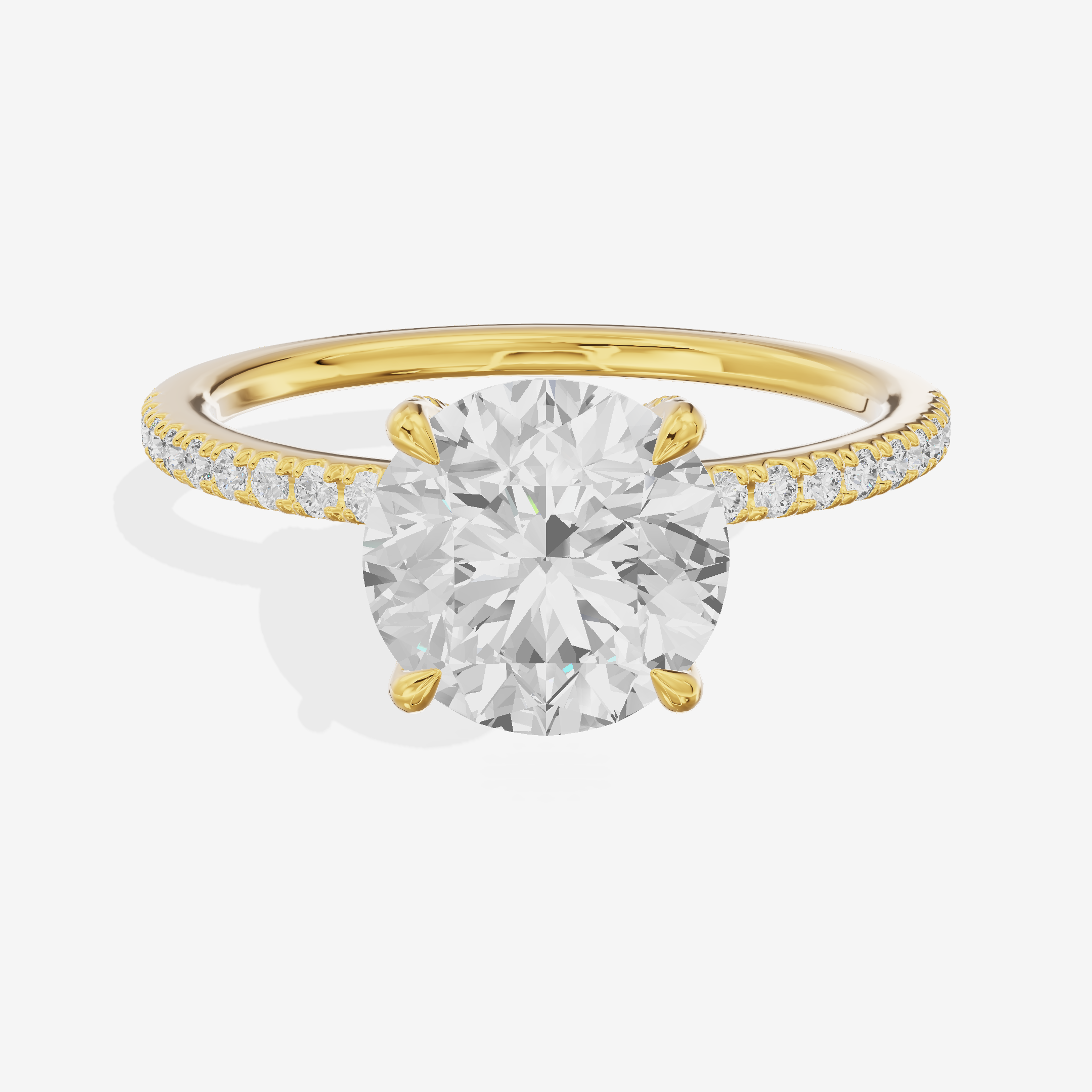 Bowed Sincere Round Engagement Ring with Side Stones (1/4 ct. tw.) in 14K Yellow Gold