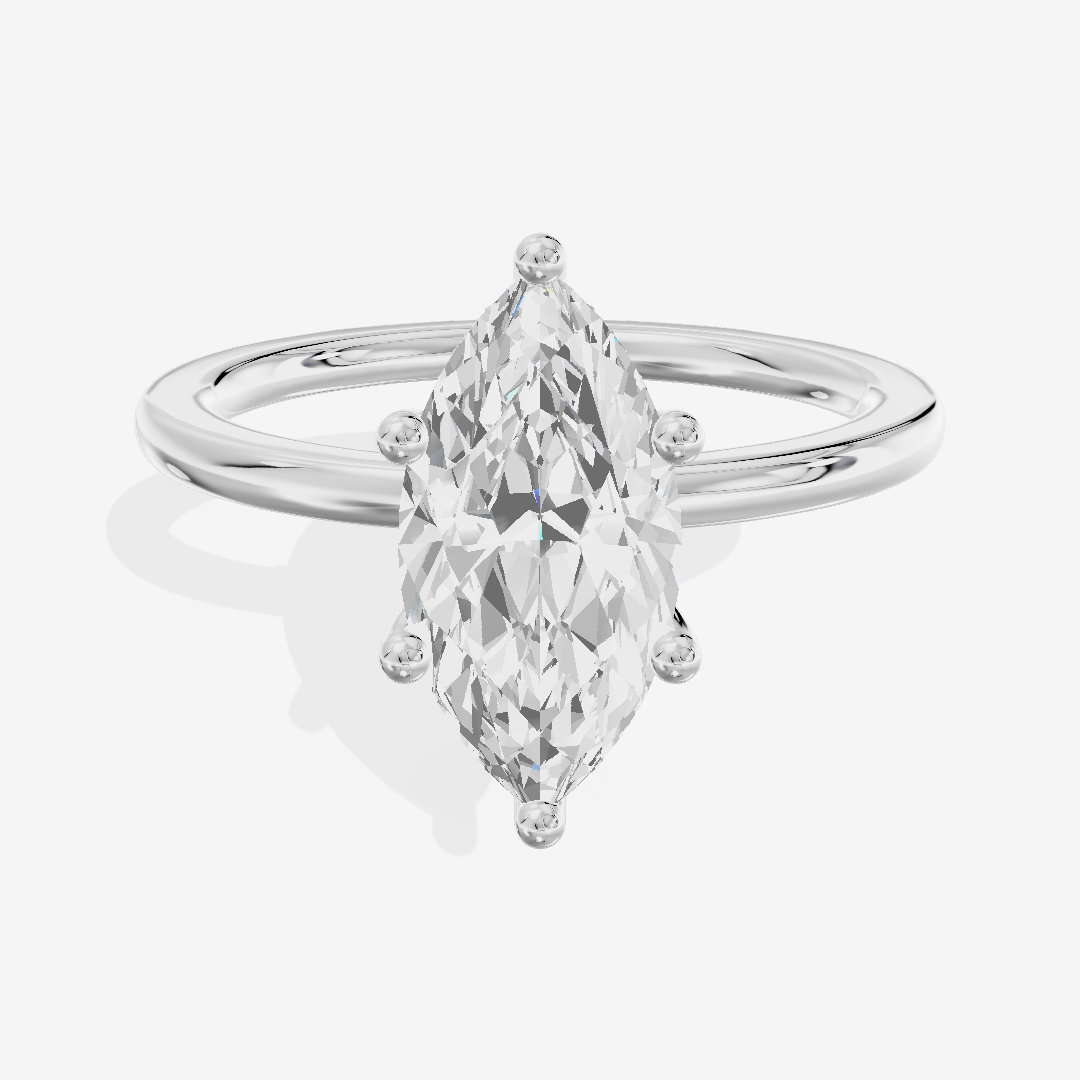 Vowsae Hidden Halo Marquise Engagement Ring (1/20 ct. tw.) in 18K White Gold