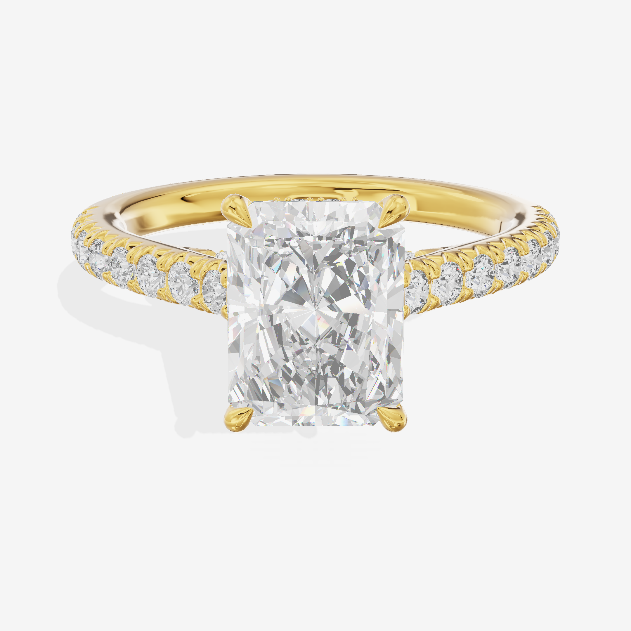 Modern Linger Radiant Engagement Ring with Side Stones (3/4 ct. tw.) in 18K Yellow Gold