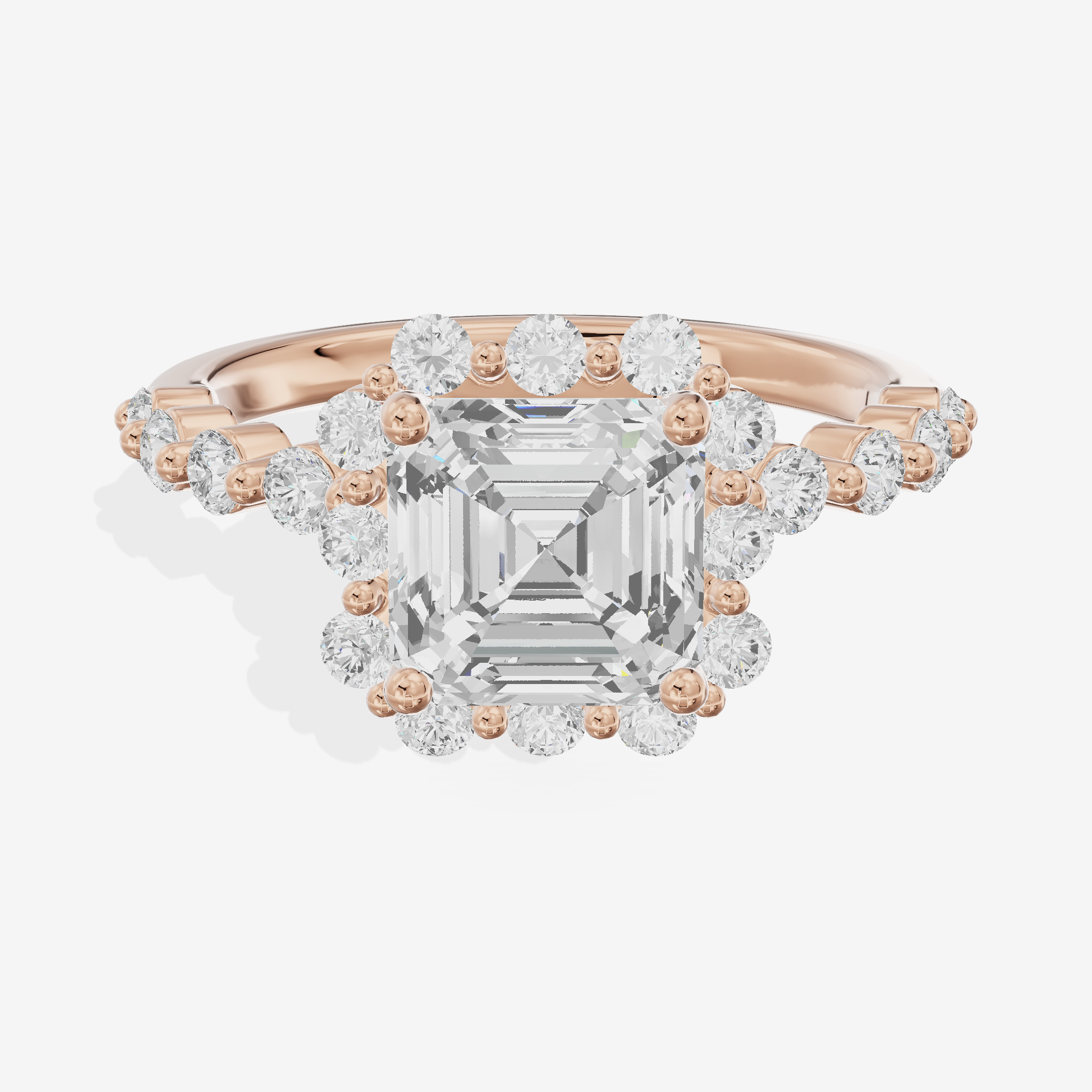 Vowsae Halo Asscher Engagement Ring (1/5 ct. tw.) in 18K Rose Gold