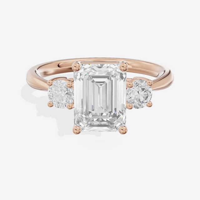 Grand Sincere Three Stone Emerald Engagement Ring (1/3 ct. tw.) in 14K Rose Gold