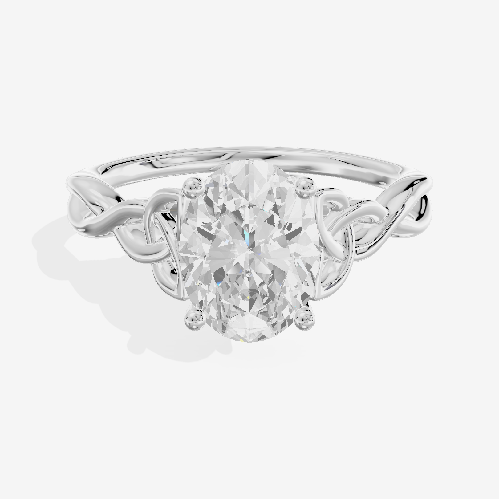 Modern Vowsae 2.5mm Oval Solitaire Engagement Ring in 14K White Gold