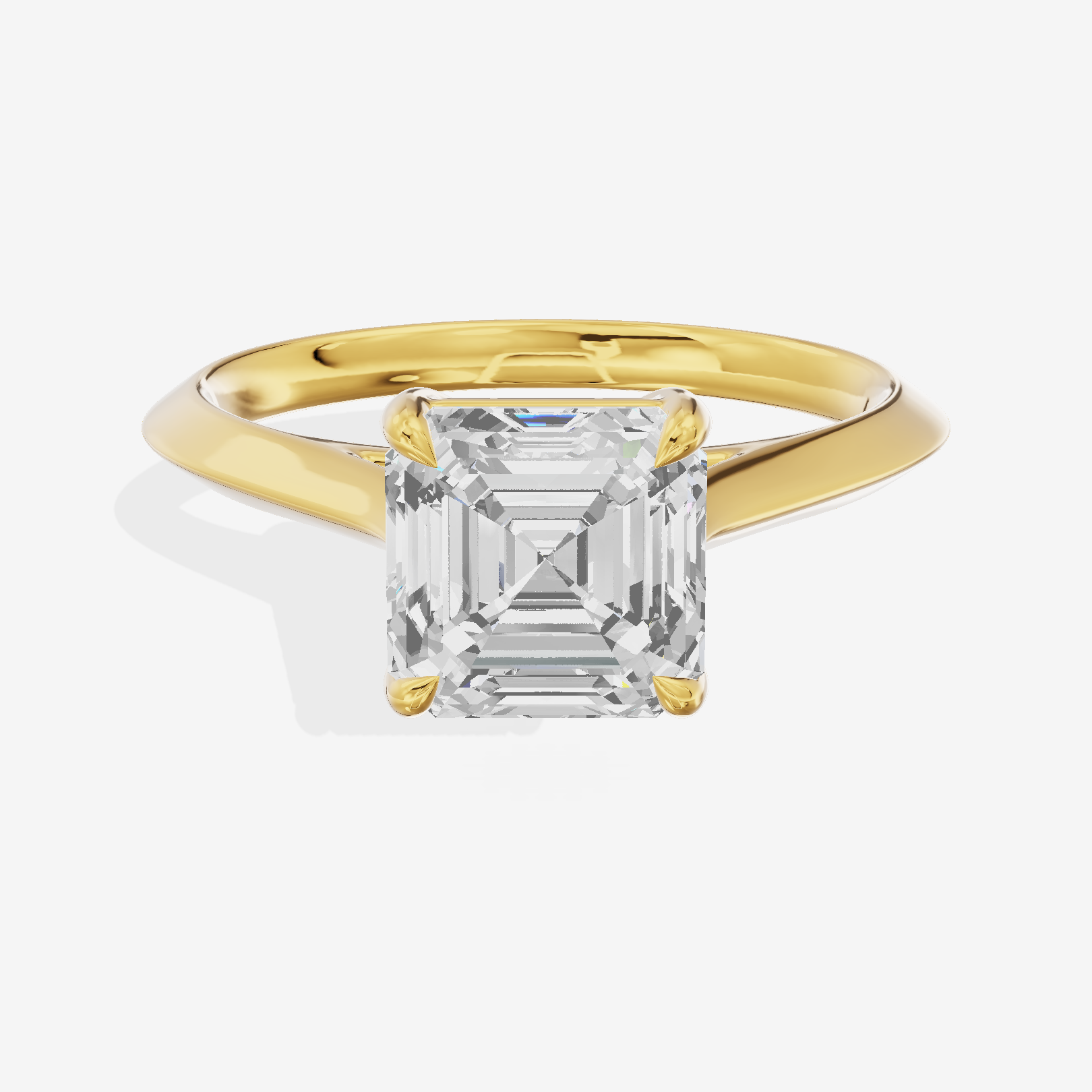 Belovae Solitaire 2mm Asscher Engagement Ring in 18K Yellow Gold