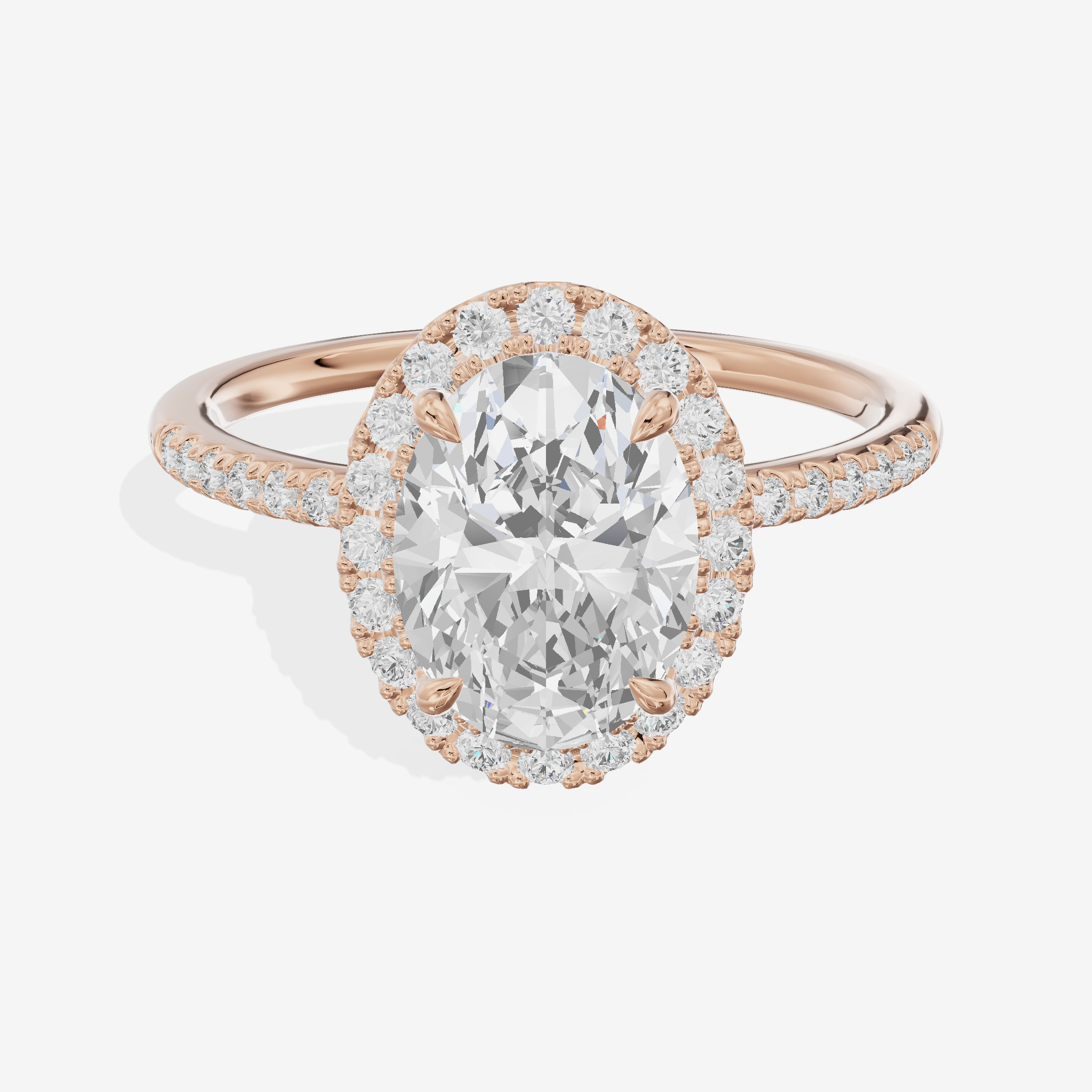 Luxe Linger Oval Halo Engagement Ring (1/2 ct. tw.) in 14K Rose Gold