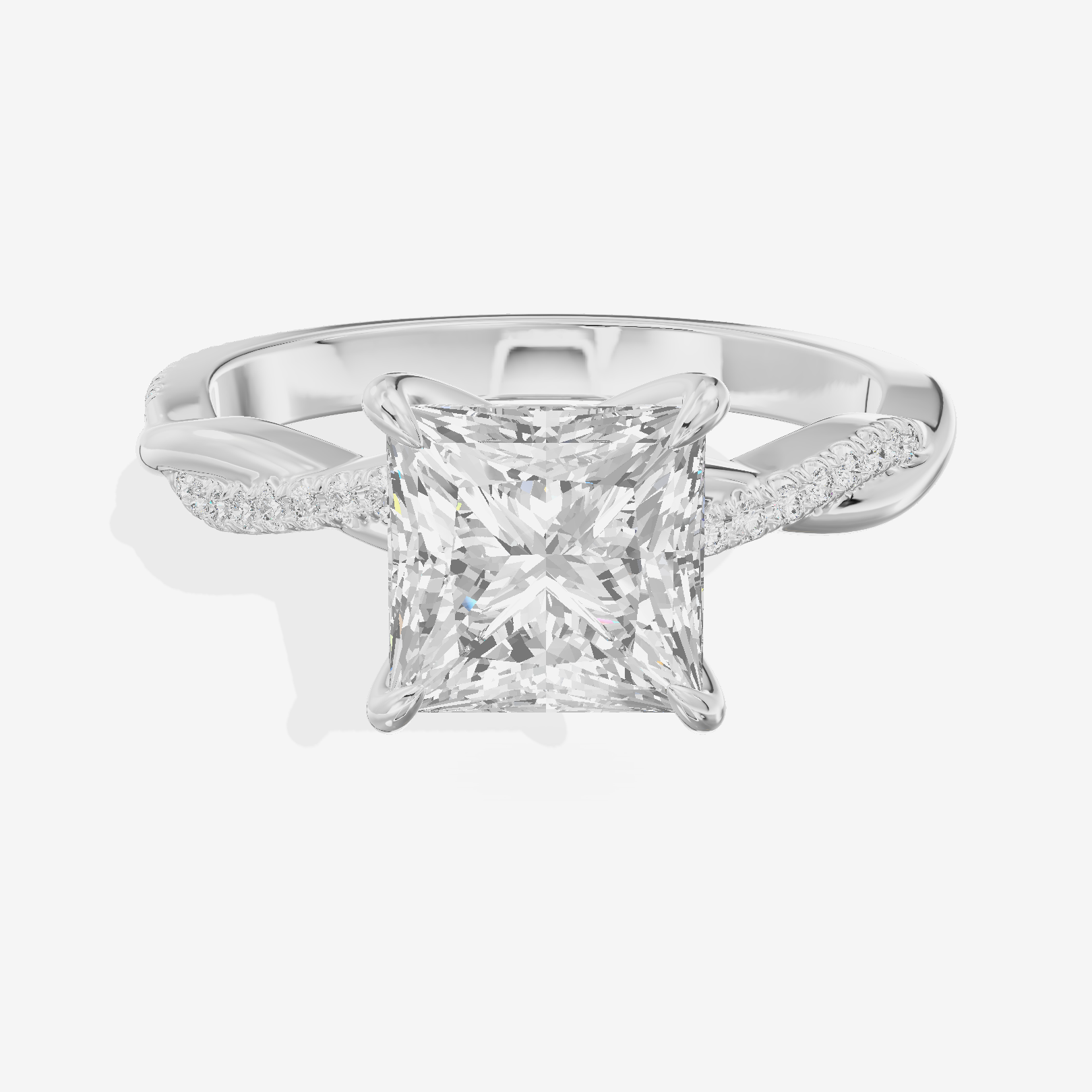 Petite Lumera Princess Pavé Engagement Ring (1/8 ct. tw.) in 18K White Gold