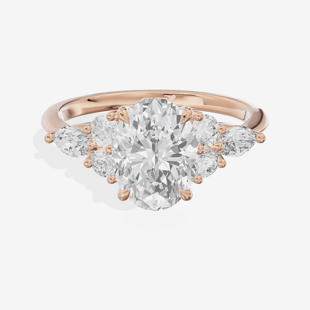 Luxe Vowsae Oval Engagement Ring with Side Stones (2/5 ct. tw.) in 18K Rose Gold