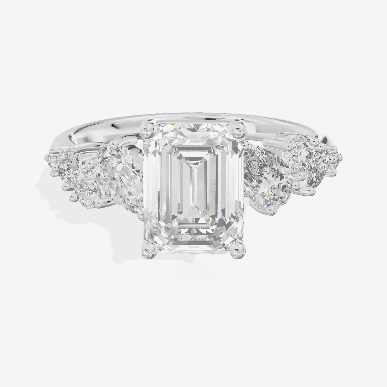 Selenia Cathedral 1.5mm Emerald Solitaire Engagement Ring in 18K White Gold