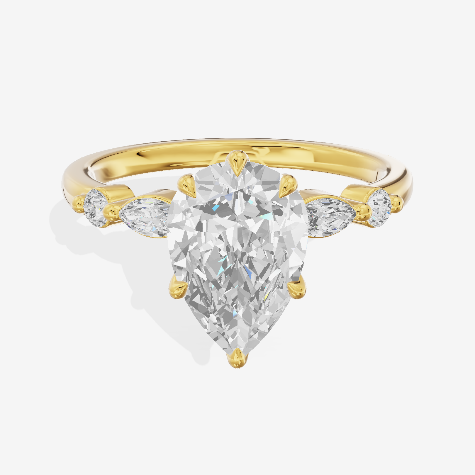 Petite Cherubine Pear Engagement Ring with Side Stones (1/3 ct. tw.) in 14K Yellow Gold