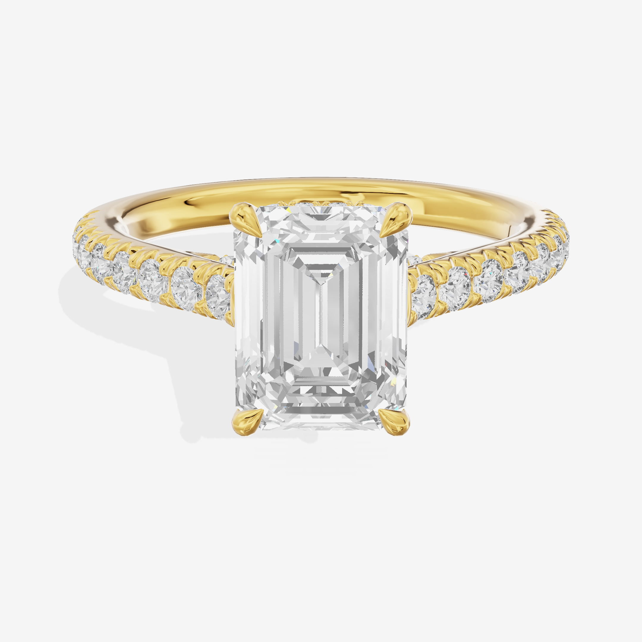 Classic Lightwoven Emerald Engagement Ring with Side Stones (1/4 ct. tw.) in 14K Yellow Gold