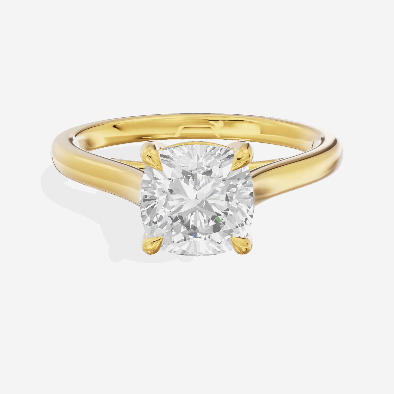 Whispered Coeurine 2mm Cushion Solitaire Engagement Ring in 18K Yellow Gold