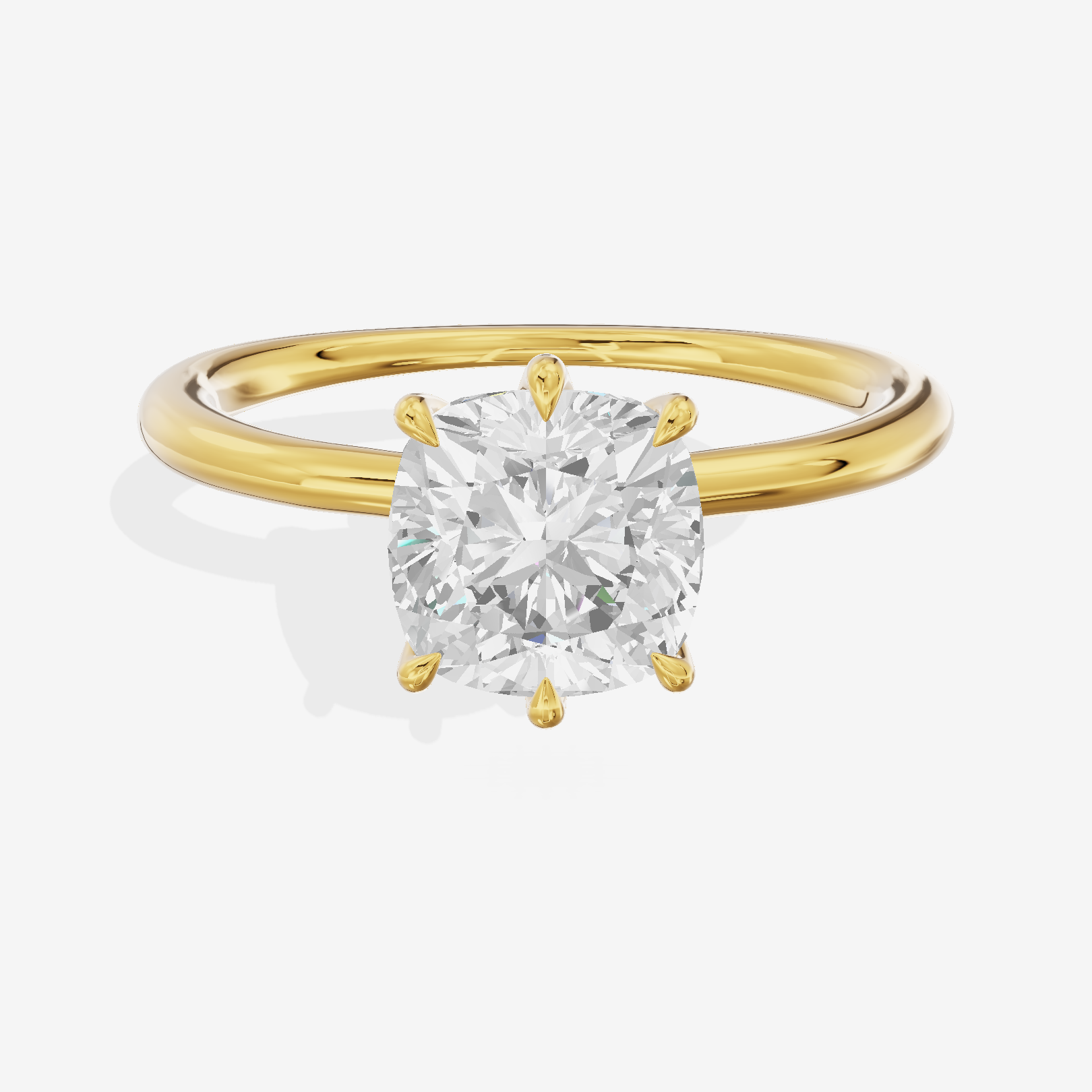 Modern Aimora 2.3mm Cushion Six-Prong Engagement Ring in 18K Yellow Gold