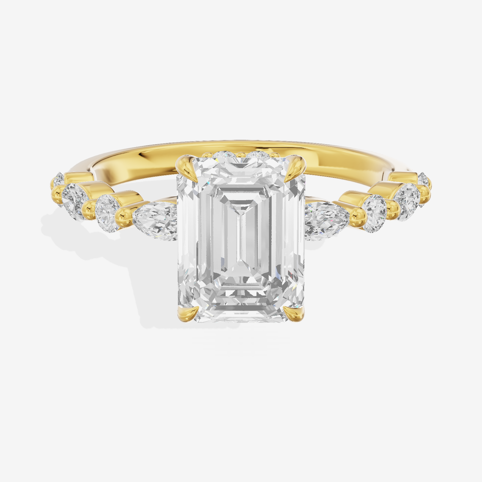 Twine Hidden Halo Emerald Engagement Ring (1/20 ct. tw.) in 18K Yellow Gold