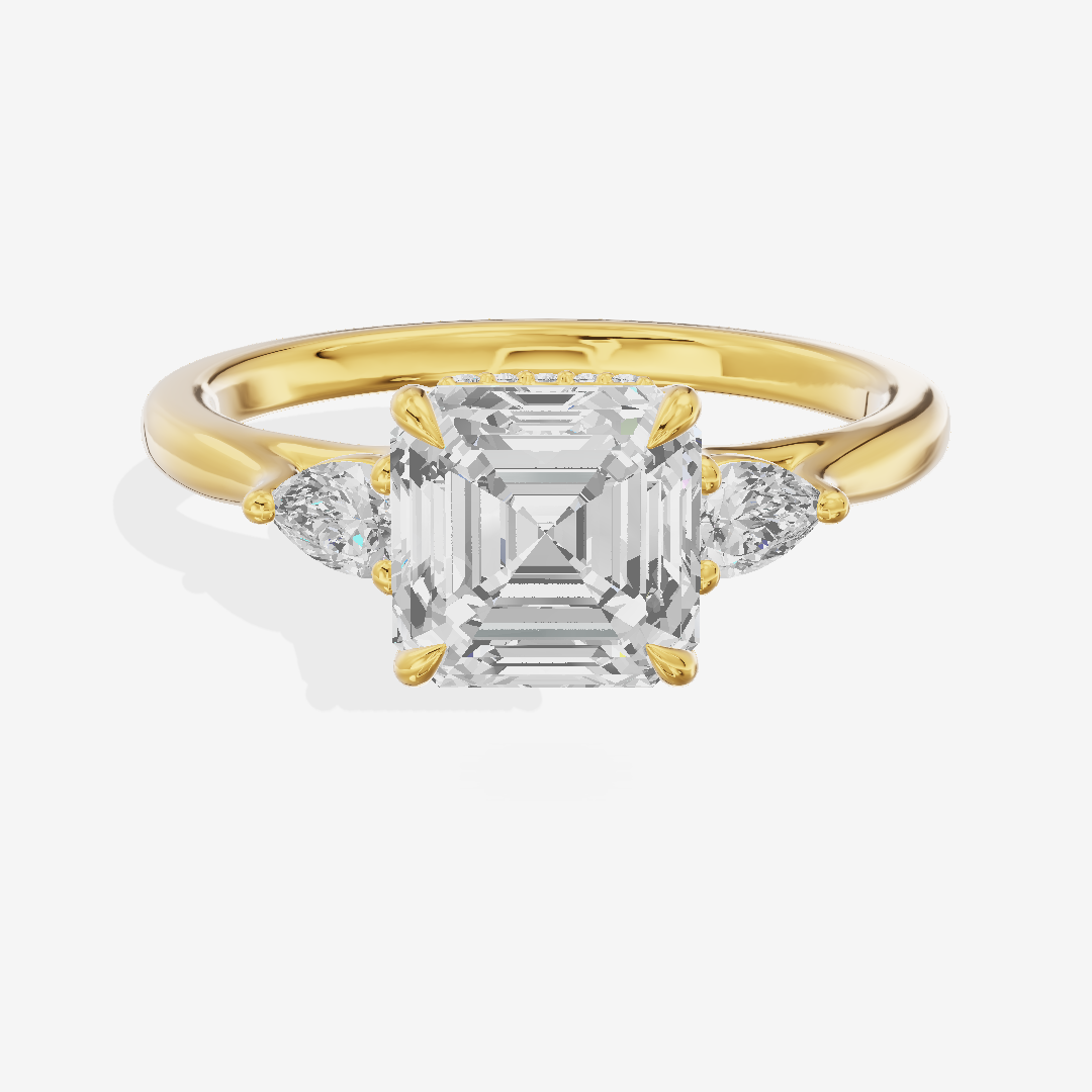 Aurea Three Stone Asscher Engagement Ring (1/4 ct. tw.) in 14K Yellow Gold