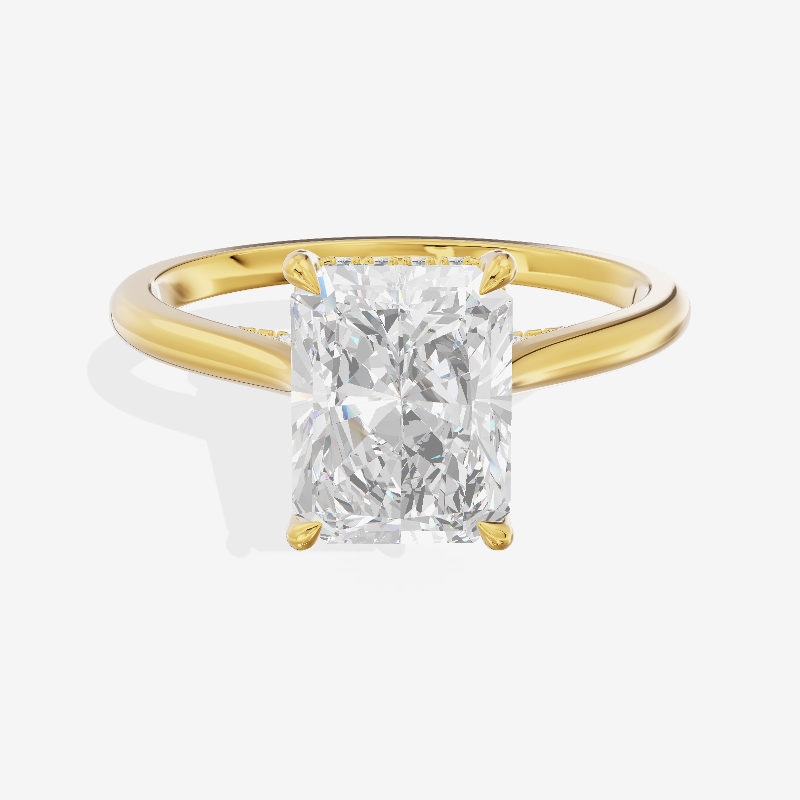 Grand Linger Radiant Engagement Ring with Side Stones (1/10 ct. tw.) in 14K Yellow Gold
