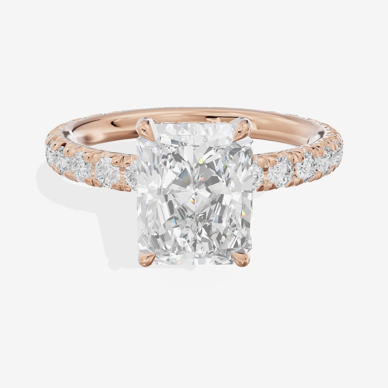 Eternal Coeurine Radiant Engagement Ring with Side Stones (3/5 ct. tw.) in 14K Rose Gold
