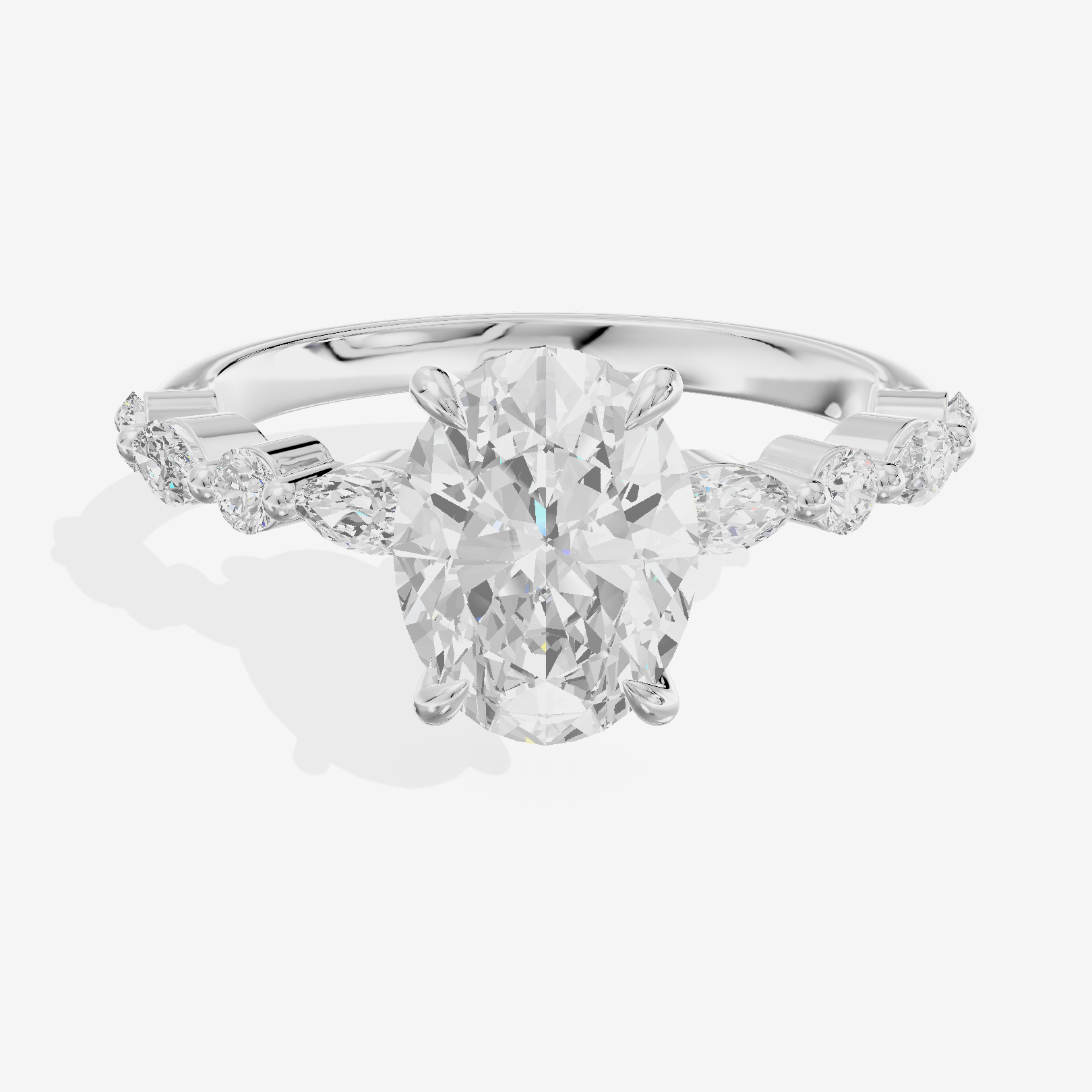 Vintage Selenia Oval Engagement Ring with Side Stones (1/4 ct. tw.) in Platinum
