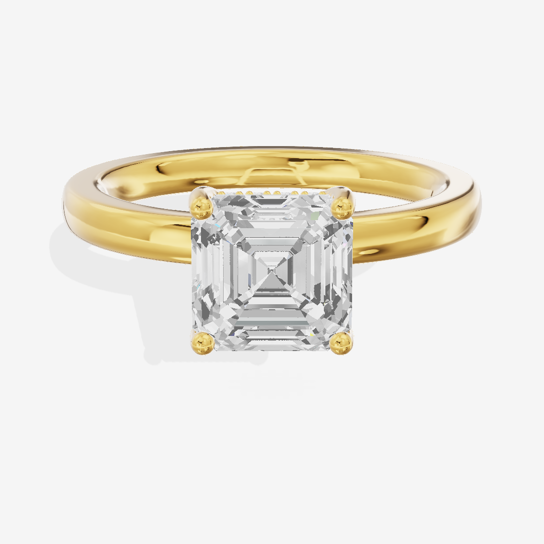 Reverya Asscher Hidden Halo Engagement Ring (1/15 ct. tw.) in 14K Yellow Gold