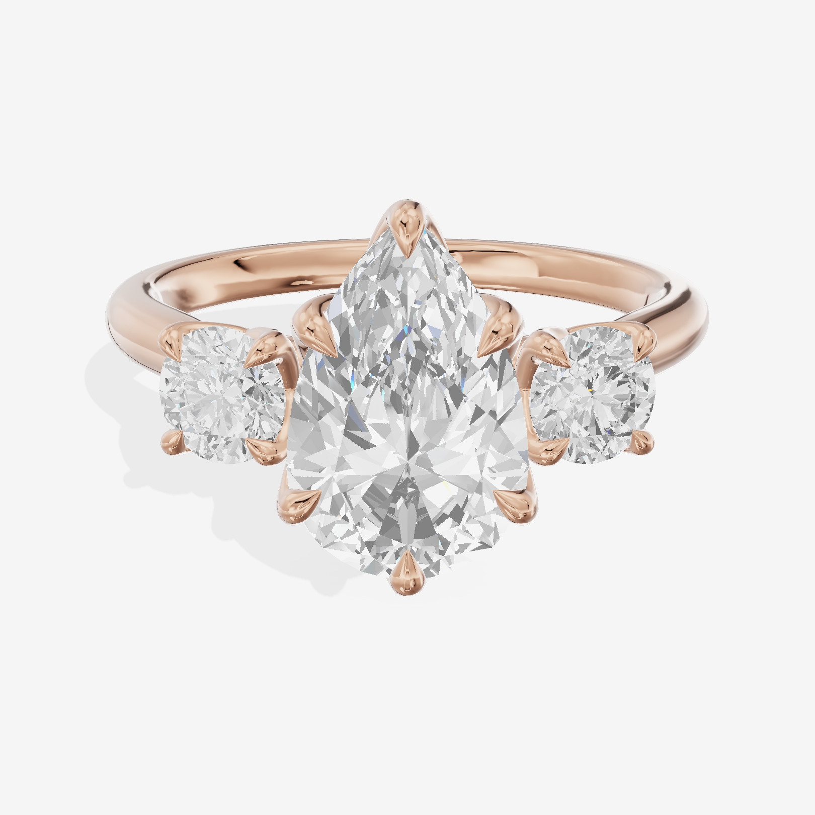 Grand Triade Pear Three Stone Engagement Ring (2/5 ct. tw.) in 14K Rose Gold