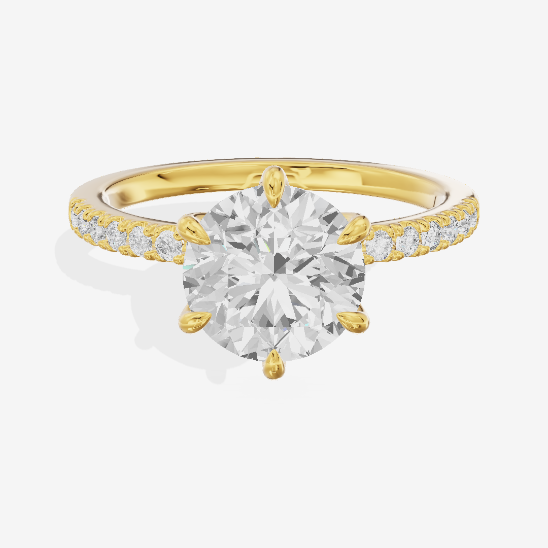 Promezza Cathedral Round Engagement Ring with Side Stones (1/6 ct. tw.) in 18K Yellow Gold