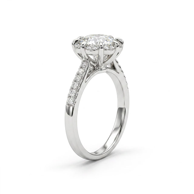 Halo Pavé Round Engagement Ring (1.01 ct. tw.) in 18K White Gold