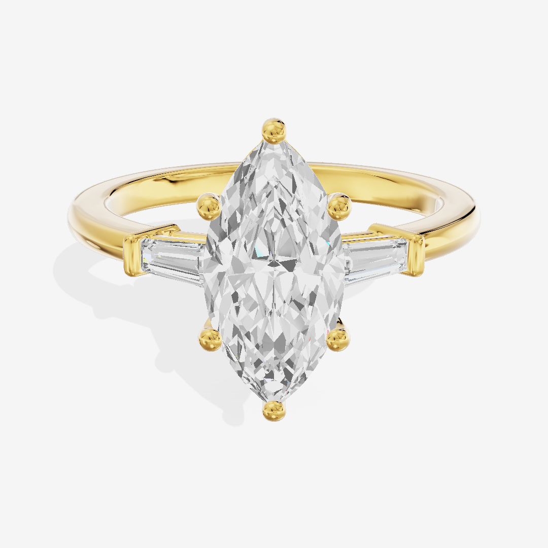 Eternal Coeurine Three Stone Marquise Engagement Ring (1/5 ct. tw.) in 14K Yellow Gold
