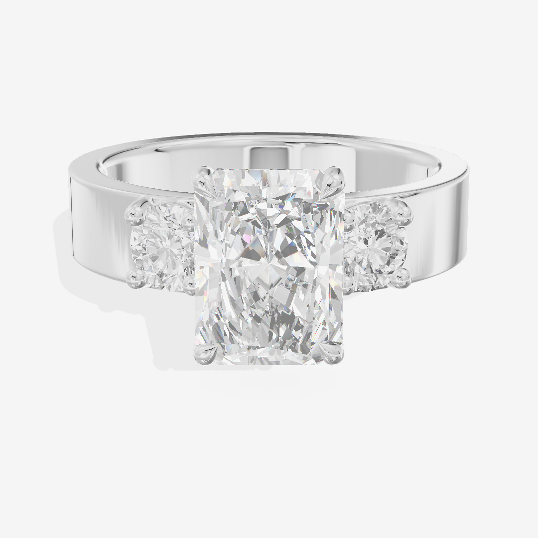 Royal Vowsae Three Stone Radiant Engagement Ring (1/2 ct. tw.) in Platinum