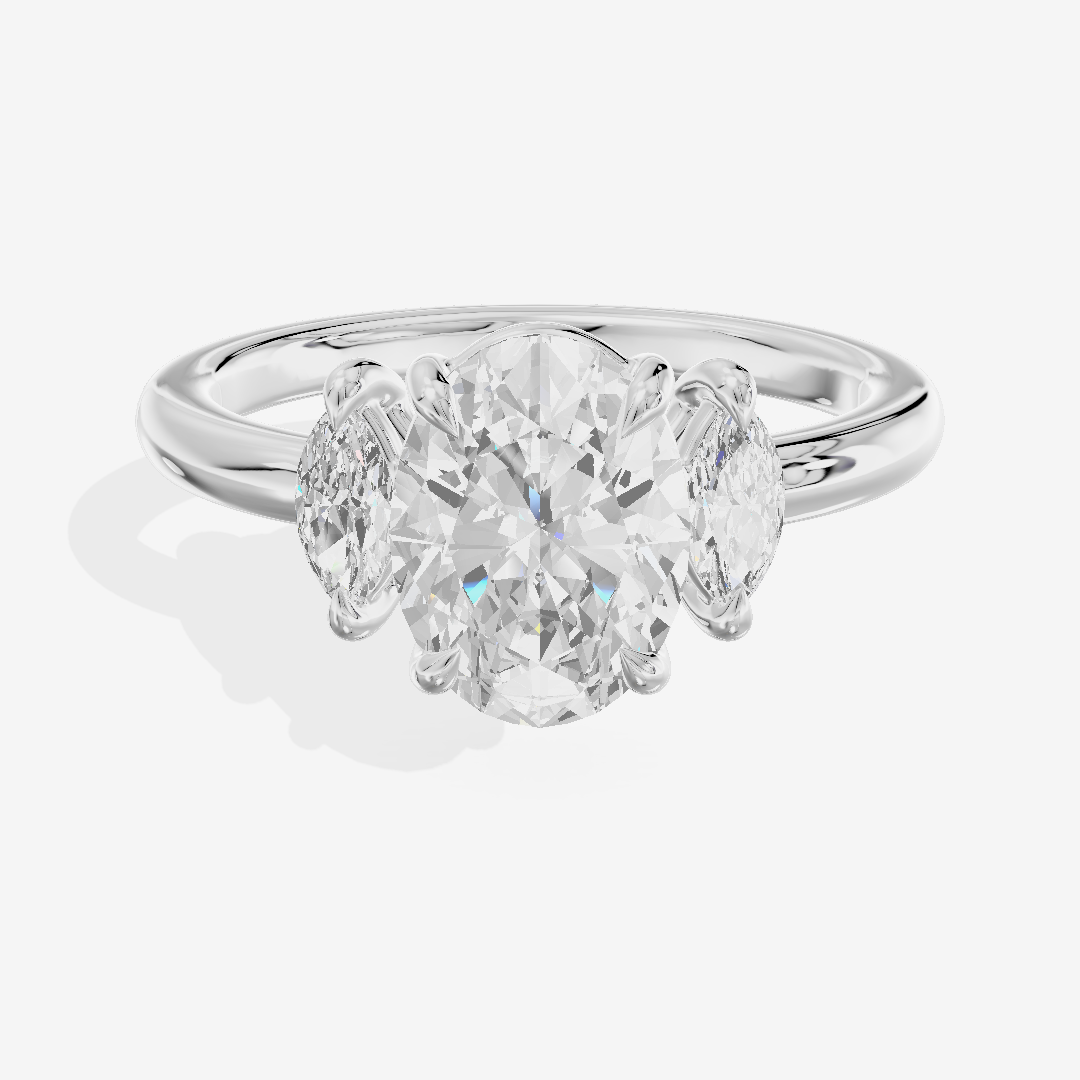 Classic Sincere Three Stone Oval Engagement Ring (1/3 ct. tw.) in 18K White Gold