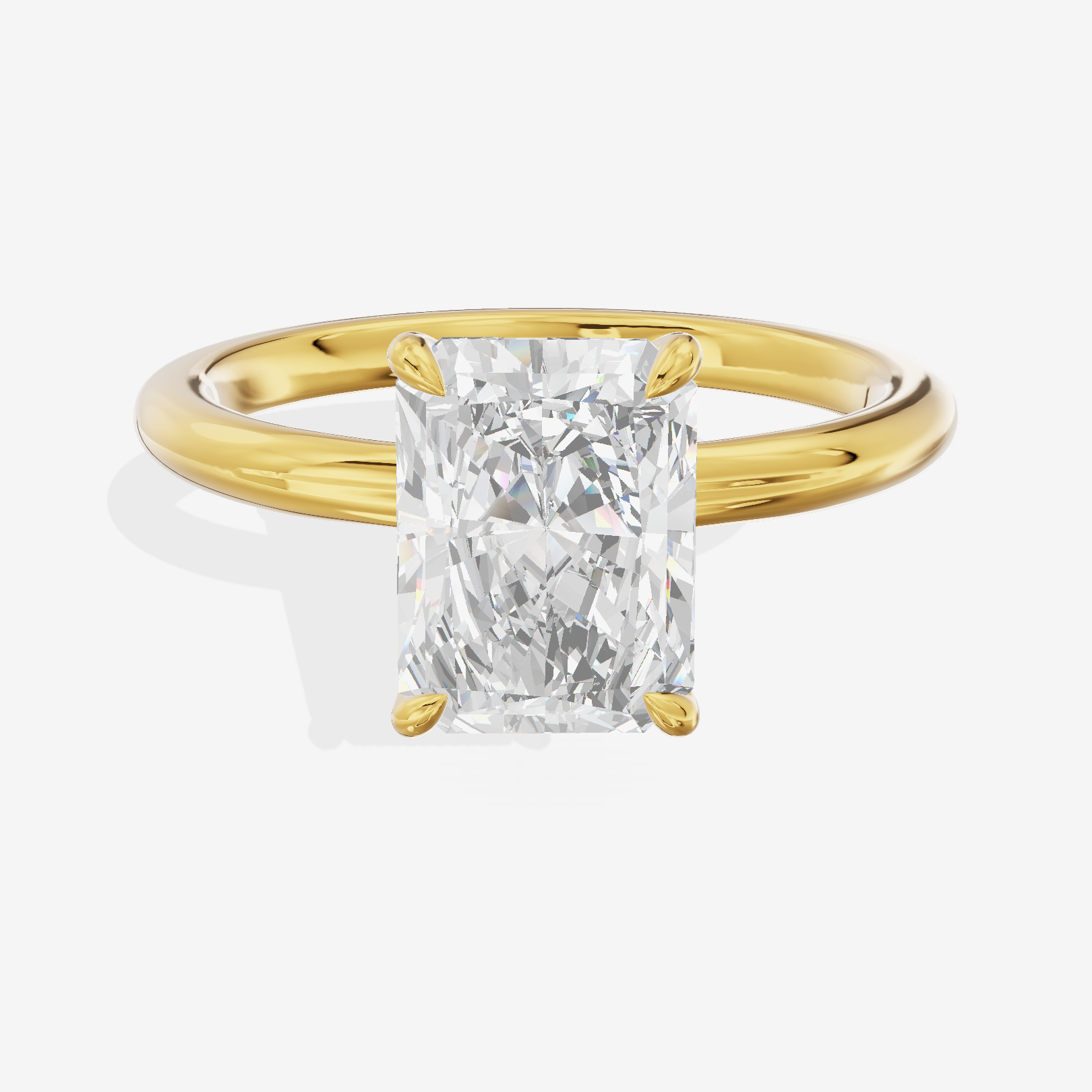 Adorae Solitaire 2mm Radiant Engagement Ring in 14K Yellow Gold