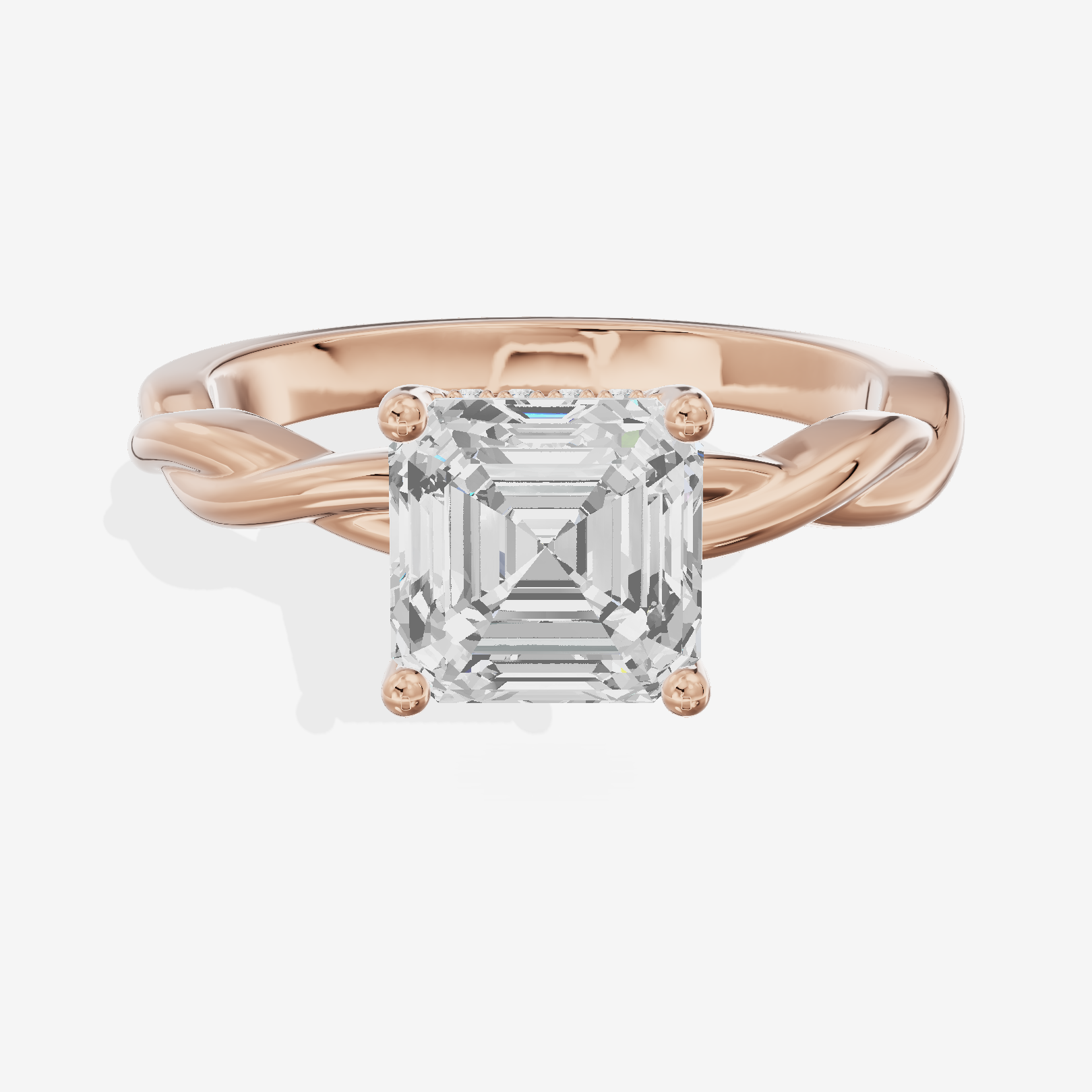 Twine Hidden Halo Asscher Engagement Ring (1/20 ct. tw.) in 14K Rose Gold