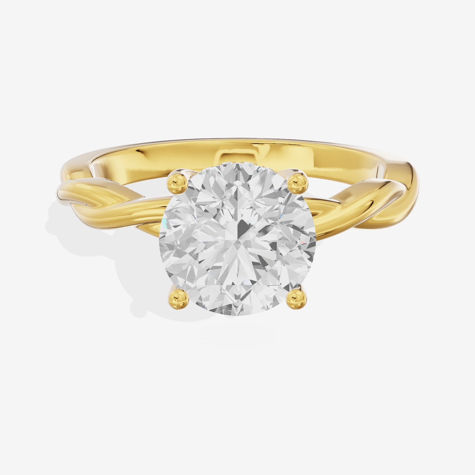 Twine Hidden Halo Round Engagement Ring (1/20 ct. tw.) in 18K Yellow Gold