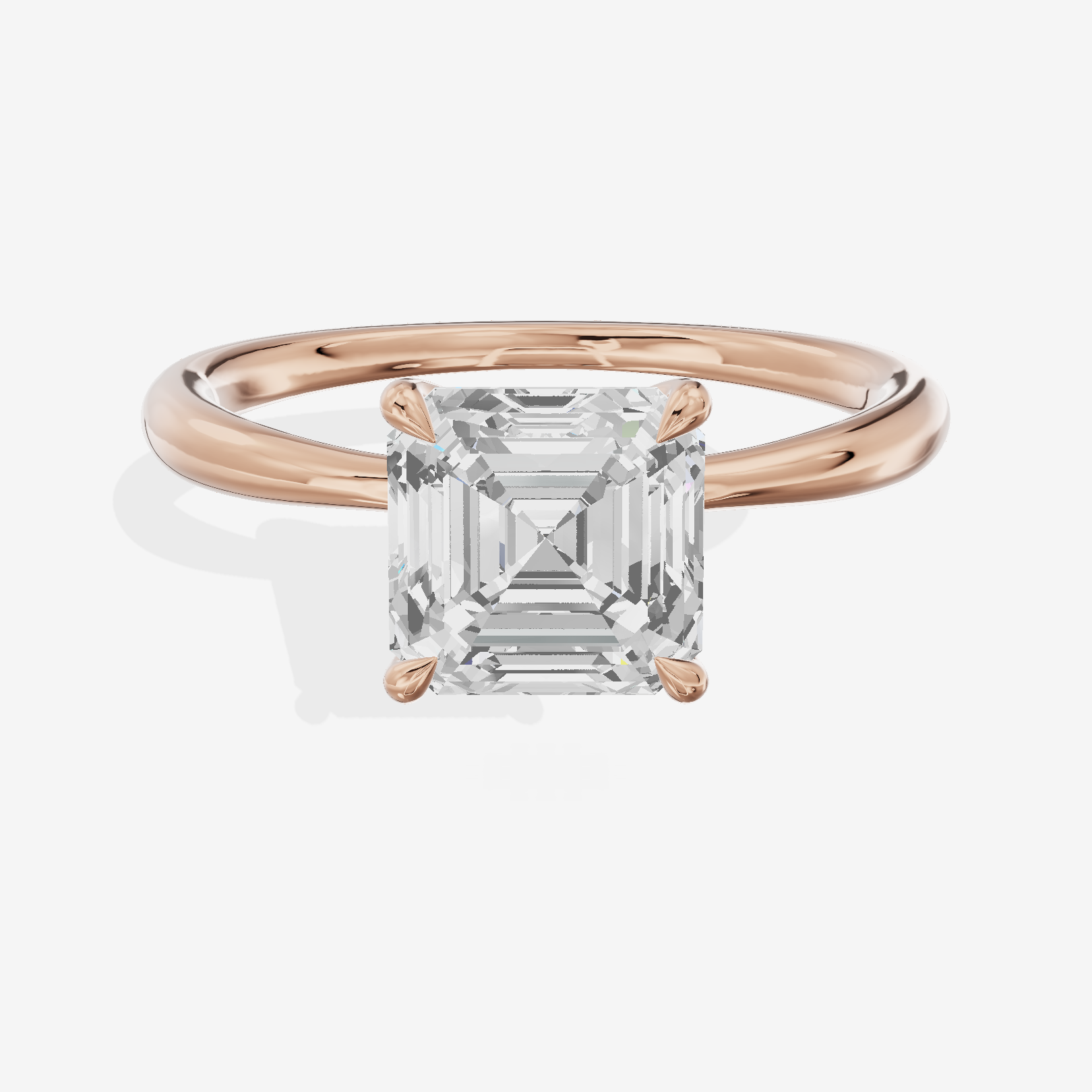 Whispered Aimora Asscher Solitaire Engagement Ring in 18K Rose Gold