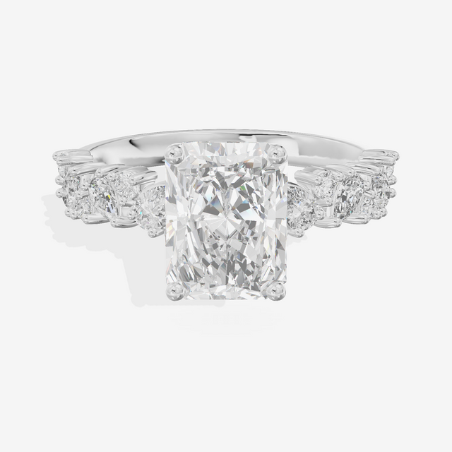 Bowed Vowsae Radiant Engagement Ring with Side Stones (2/5 ct. tw.) in Platinum